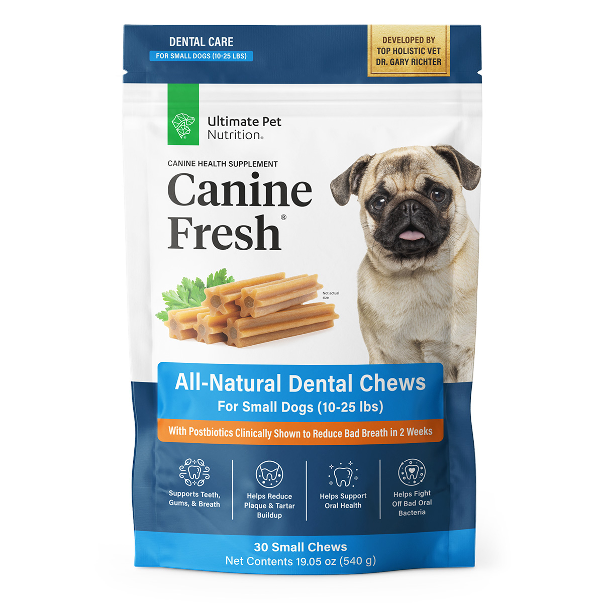 Canine Fresh All-Natural Dental Chews for Small Dogs, 30 Chews